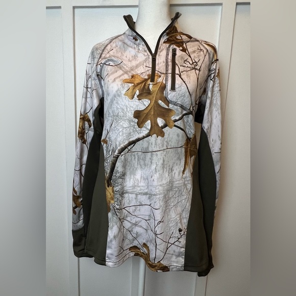 Realtree Camo Women's 1/4 Zip Performance Layer Pullover Top Size Medium Brown - Picture 1 of 7